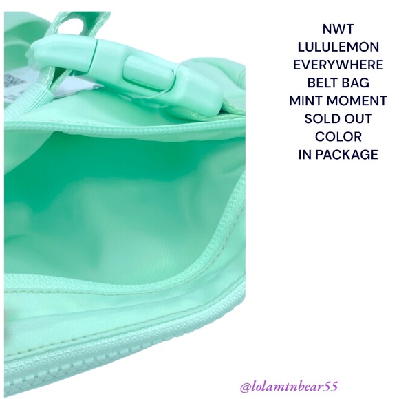 HTF/SOLD OUT MINT MOMENT COLOR NWT LULULEMON EVERYWHERE BELT BAG WATER REPELLENT - Picture 13 of 14